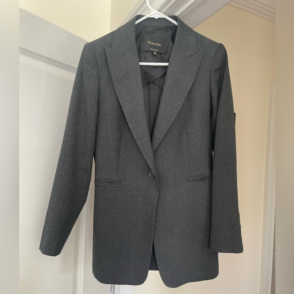 Slim fit wool blazer size 6 gray color Massimo Dutti